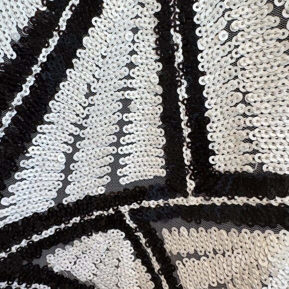 NYE Shoshanna Black & White Sequin Geometric Mini Dress – Size 0 - Picture 3 of 7